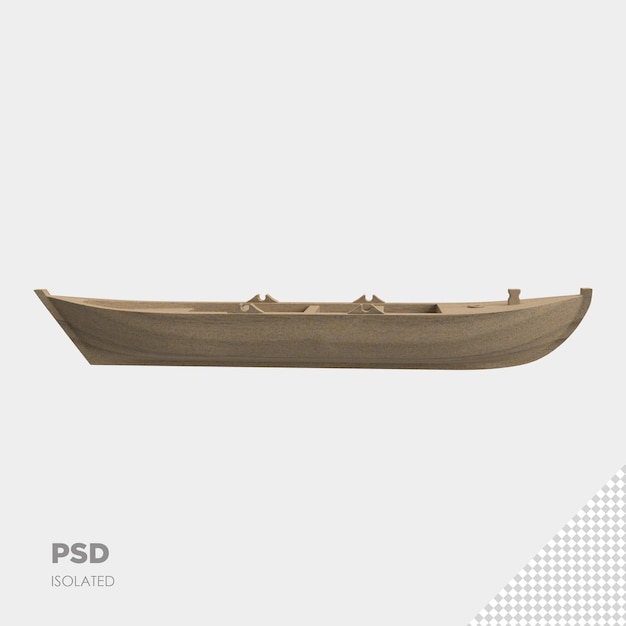 Nahaufnahme auf Holzboot 3d isoliert premium psd