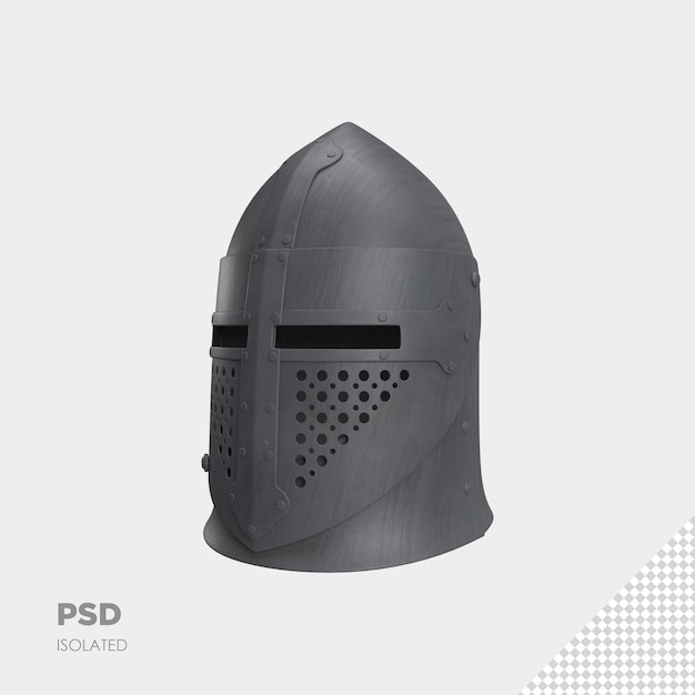 Nahaufnahme auf Kriegerhelm 3d isoliert Premium PSD