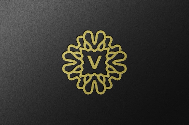 PSD nahaufnahme auf luxus debossed gold logo mockup