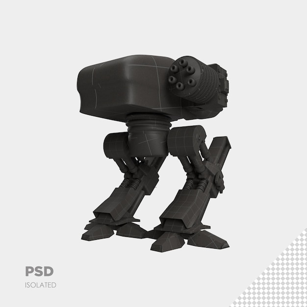 PSD nahaufnahme auf militärroboter isolierte wiedergabe