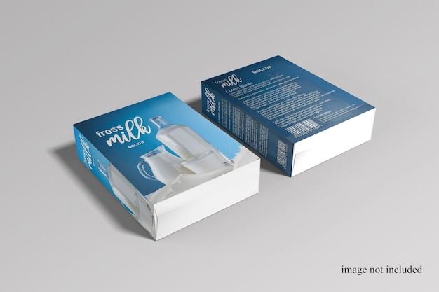 Nahaufnahme auf milk box mockup isolated