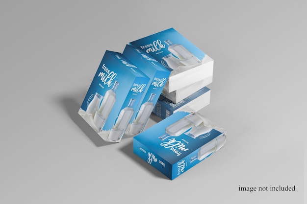 Nahaufnahme auf milk box mockup isolated