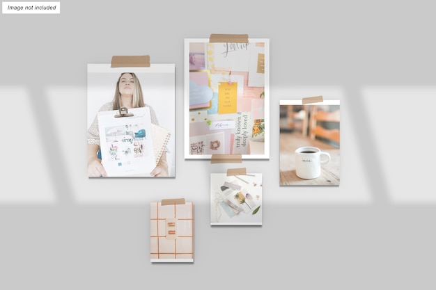 Nahaufnahme auf moodboard mockup isolated