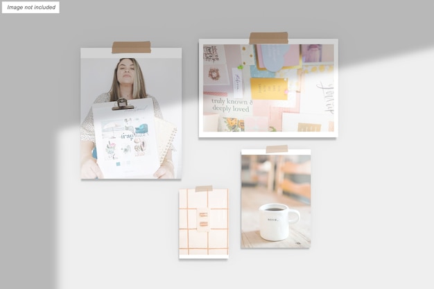 Nahaufnahme auf moodboard mockup isolated