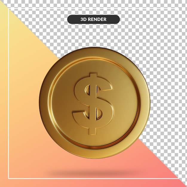 Nahaufnahme auf münzdollar 3d rendering isoliert