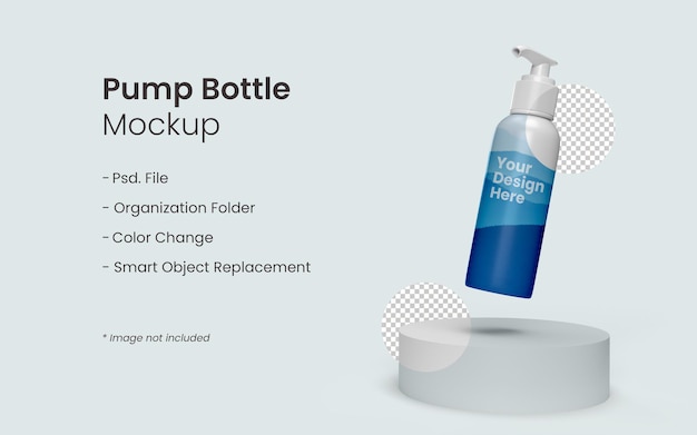 PSD nahaufnahme auf pump bottle mockup design isoliert