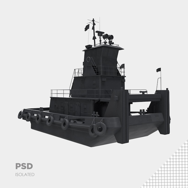 PSD nahaufnahme auf schiff 3d isolierte premium-psd