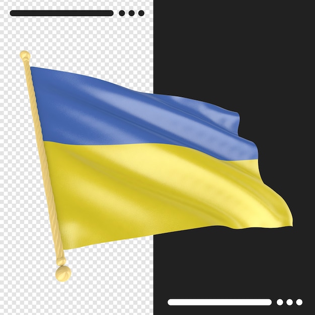 PSD nahaufnahme auf ukraine flagge rendering isoliert
