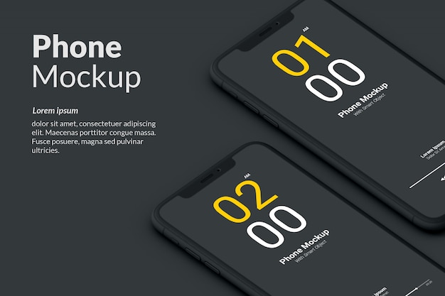 PSD nahaufnahme dark phone mockup