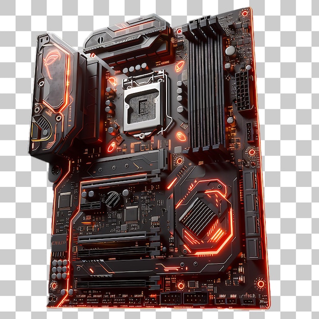 Nahaufnahme des Computer-Motherboards auf weißem Hintergrund