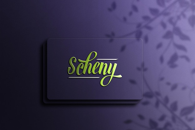 Nahaufnahme des geprägten grünen logo-mockup-designs psd