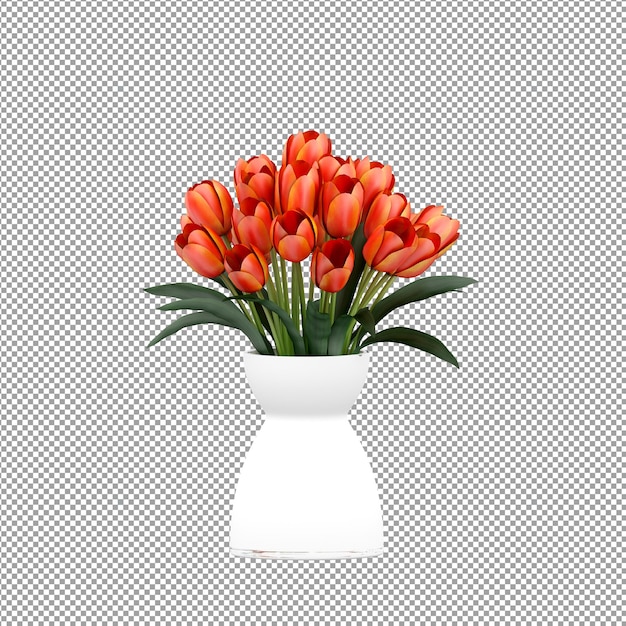 Nahaufnahme einer Blume in einer Vase 3D-Rendering