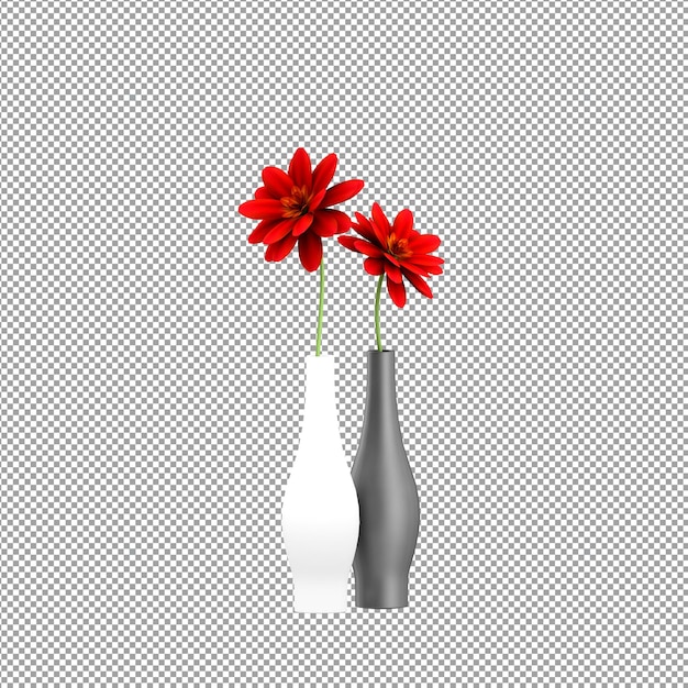 Nahaufnahme einer Blume in einer Vase 3D-Rendering