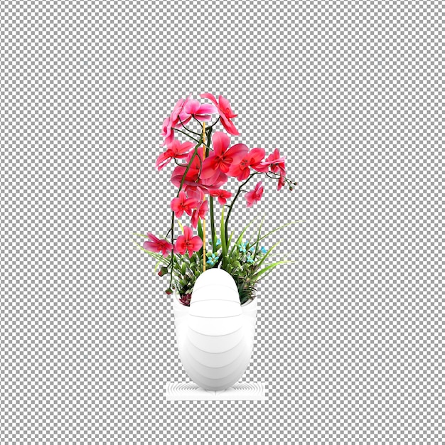 Nahaufnahme einer Blume in einer Vase 3D-Rendering