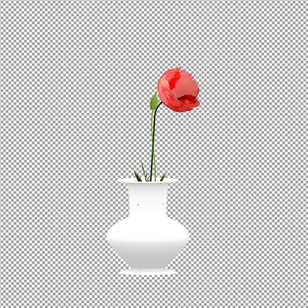 Nahaufnahme einer Blume in einer Vase 3D-Rendering