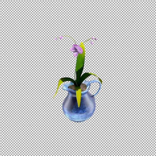 Nahaufnahme einer Blume in einer Vase in 3D-Rendering