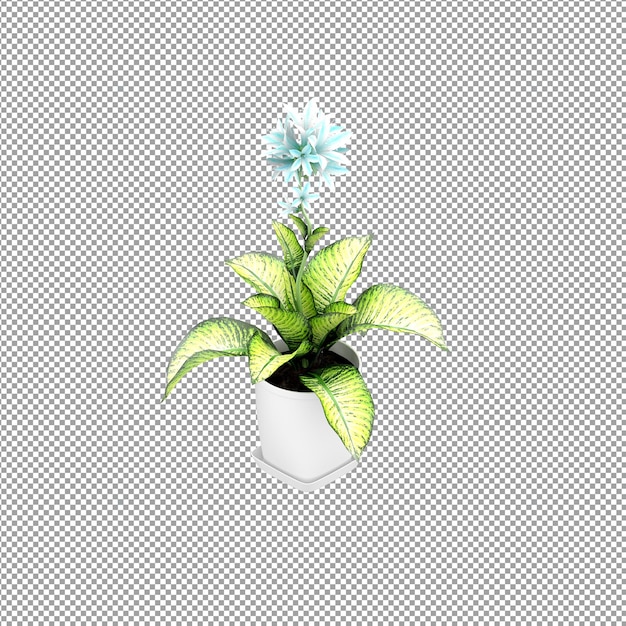 Nahaufnahme einer Blume in einer Vase in 3D-Rendering