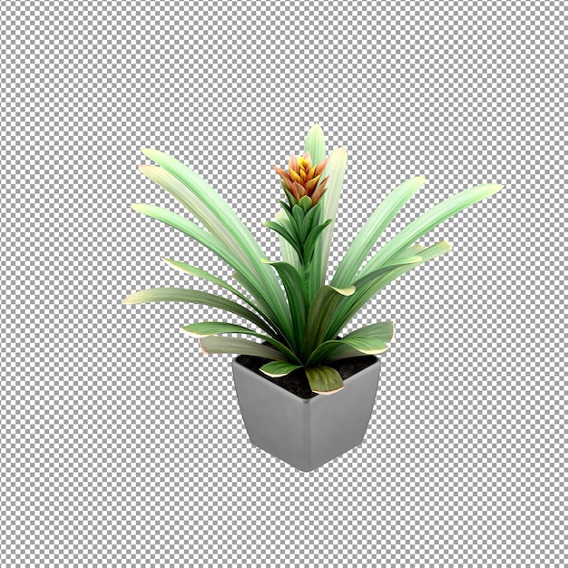 Nahaufnahme einer blume in einer vase in 3d-rendering