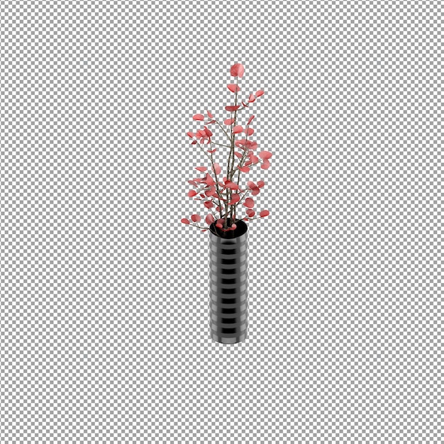 Nahaufnahme einer Blume in einer Vase in 3D-Rendering
