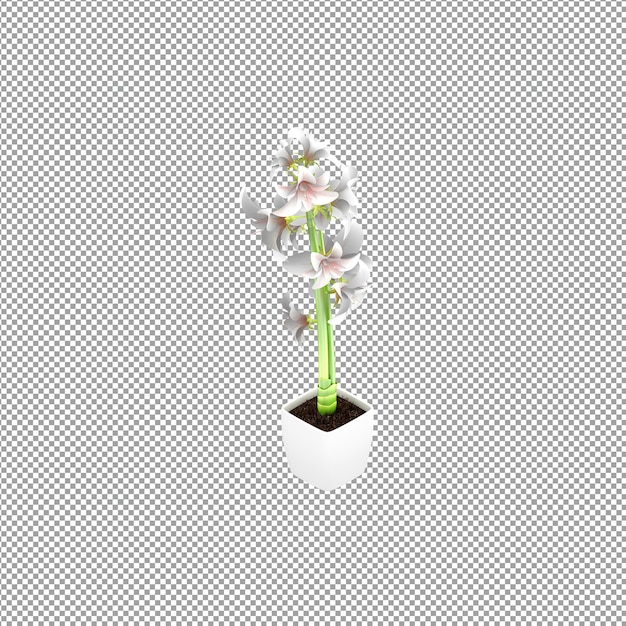 Nahaufnahme einer Blume in einer Vase in 3D-Rendering