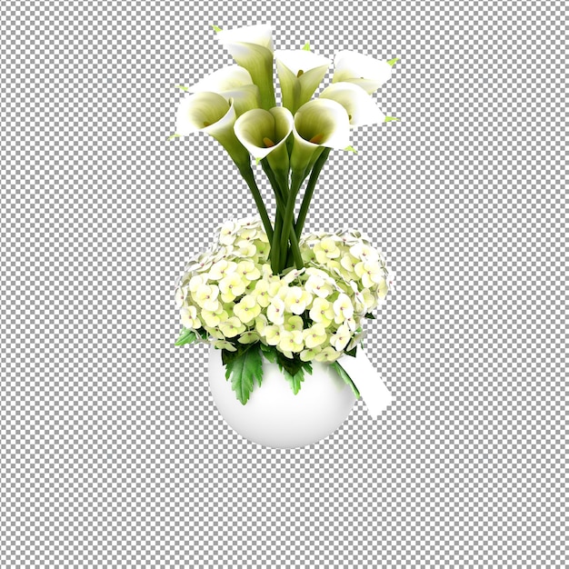 Nahaufnahme einer Blume in einer Vase in 3D-Rendering