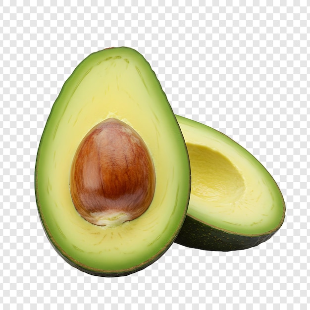 Nahaufnahme einer halbierten Avocado mit ihrem Samen