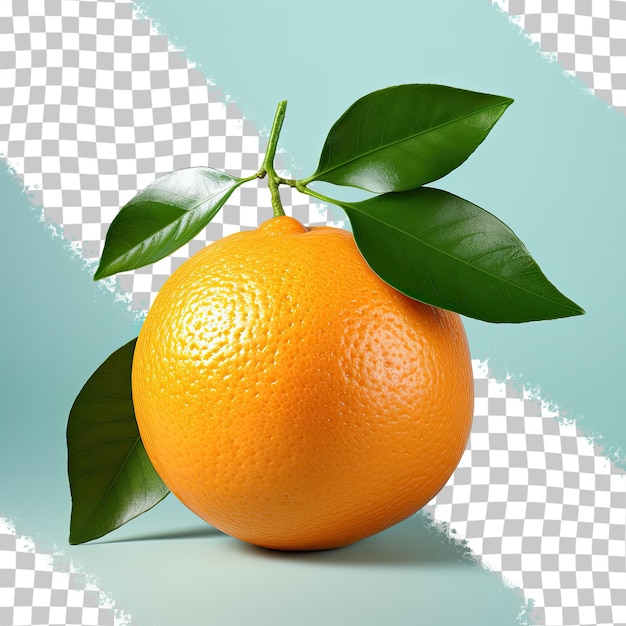 Nahaufnahme einer reifen mandarine auf transparentem hintergrund