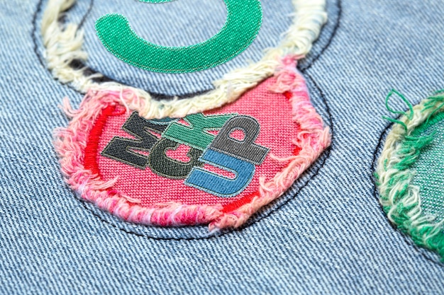 PSD nahaufnahme eines denim-patch-modells