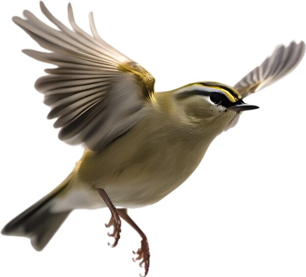 PSD nahaufnahme eines goldcrest-vogels.