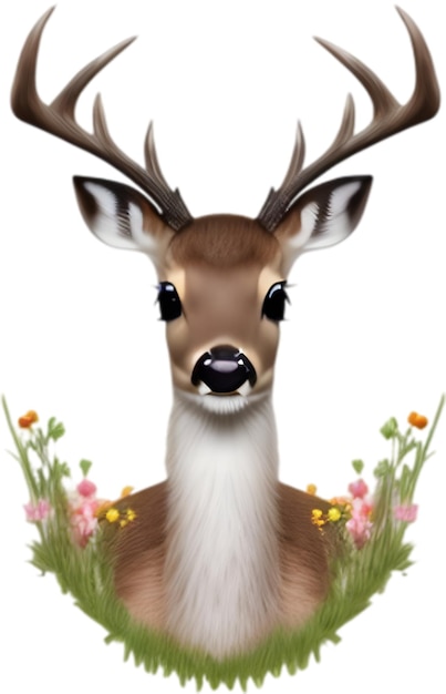 PSD nahaufnahme eines niedlichen zeichentrickfilms marsh deer icon
