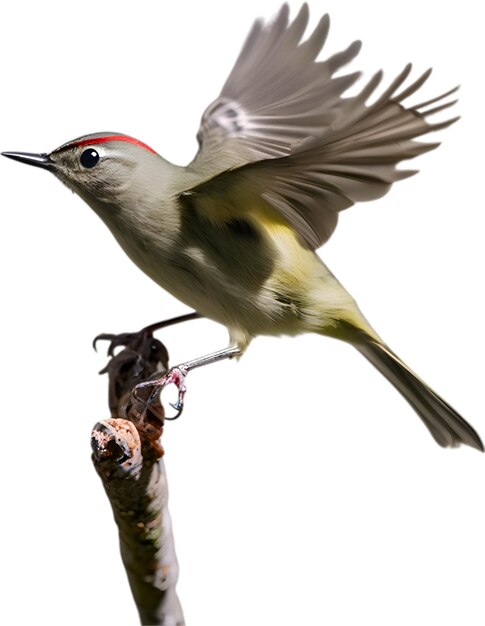 PSD nahaufnahme eines rubycrowned kinglet-vogels.