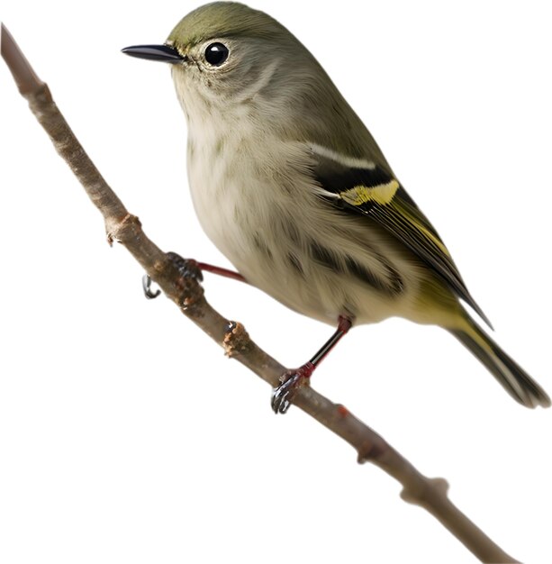 PSD nahaufnahme eines rubycrowned kinglet-vogels.