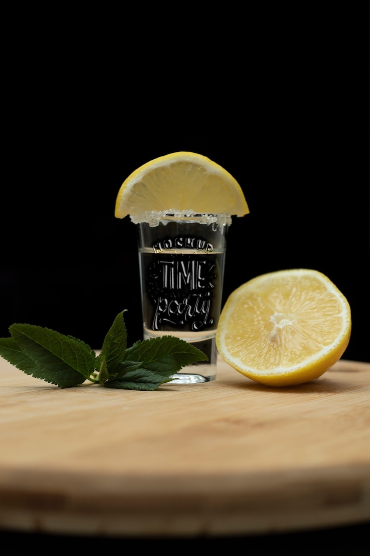 PSD nahaufnahme eines tequila-schnapsglas-modells