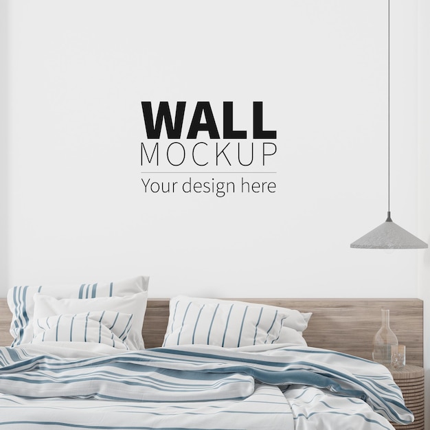 PSD nahaufnahme schlafzimmer wand mockup