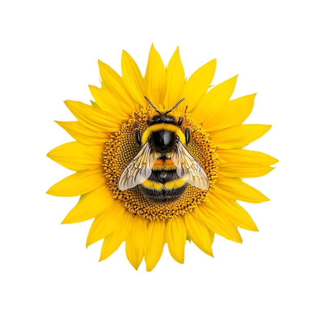 Nahaufnahme von Bumblebee auf Sonnenblumen für Naturbestäubung und Wildtierkonzepte