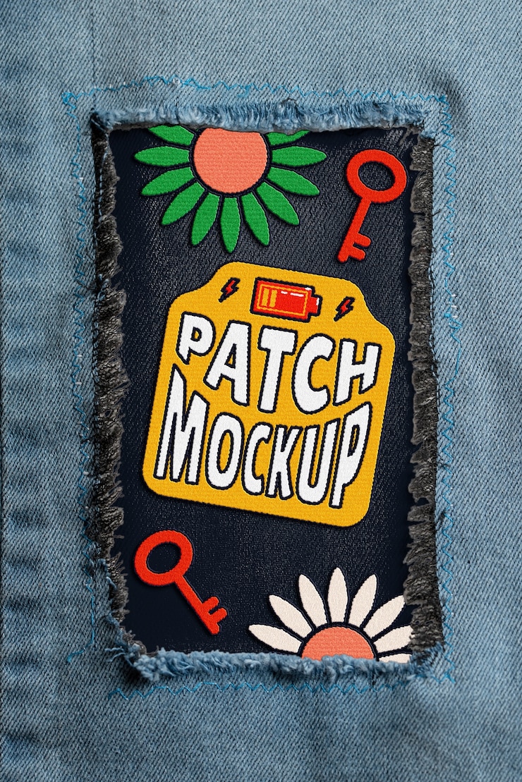 PSD nahaufnahme von denim-patches