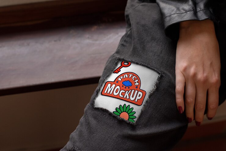 PSD nahaufnahme von denim-patches