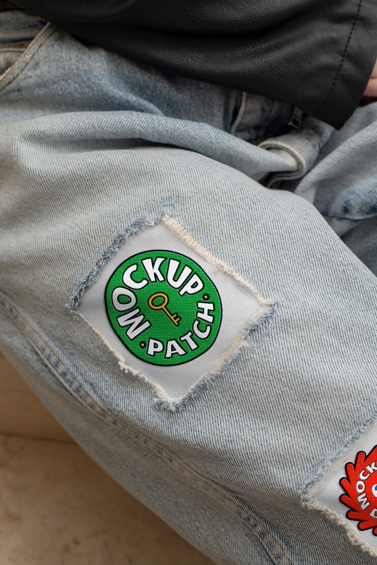 PSD nahaufnahme von denim-patches