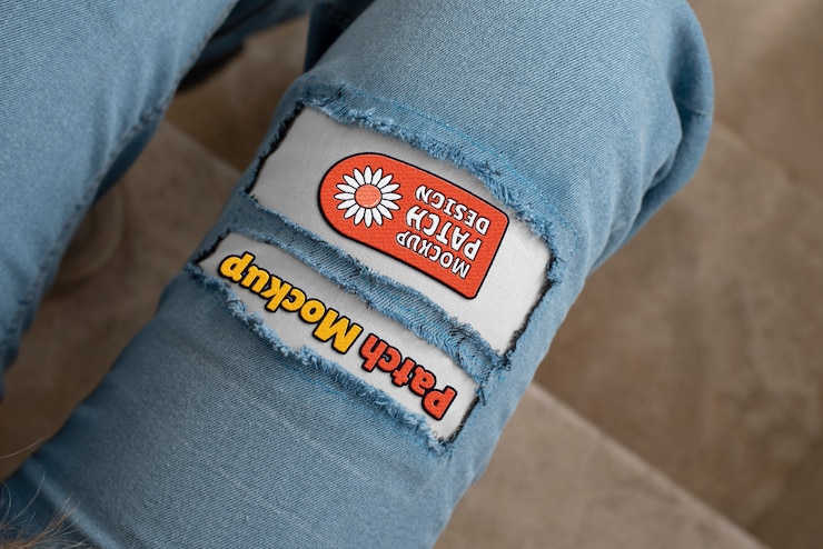 PSD nahaufnahme von denim-patches