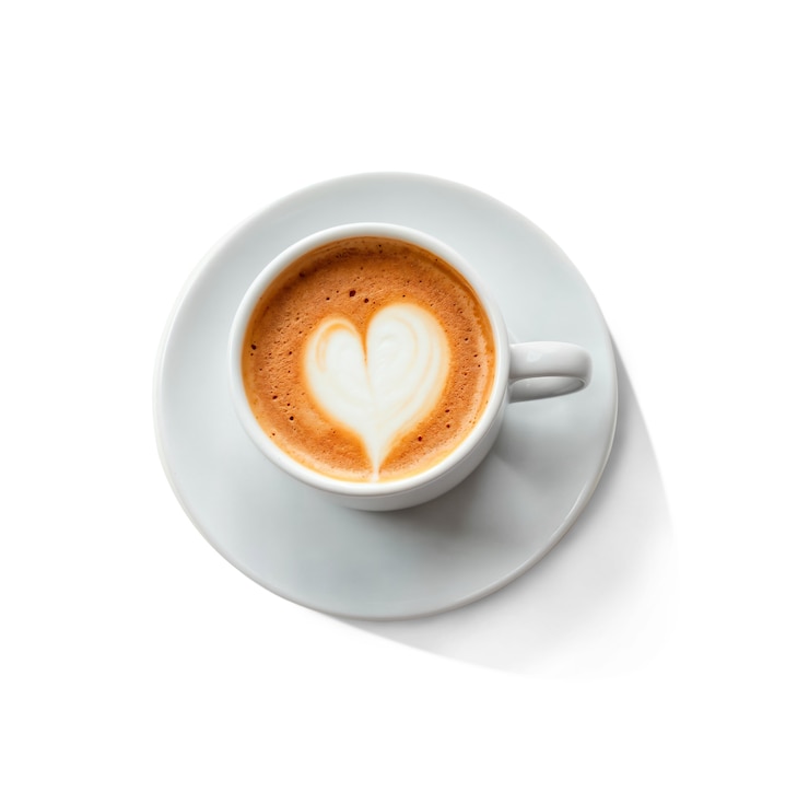 PSD nahaufnahme von einem isolierten kaffeebecher