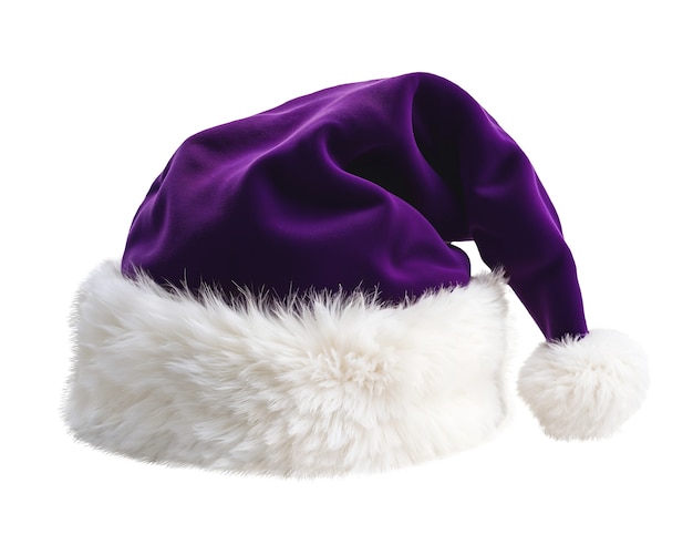Nahaufnahme von violettem Weihnachtsmannshut isoliert