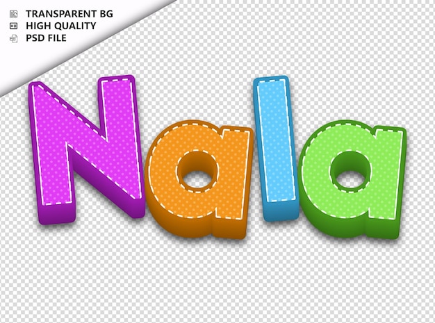 PSD nala typography text colorful craft spring psd transparent