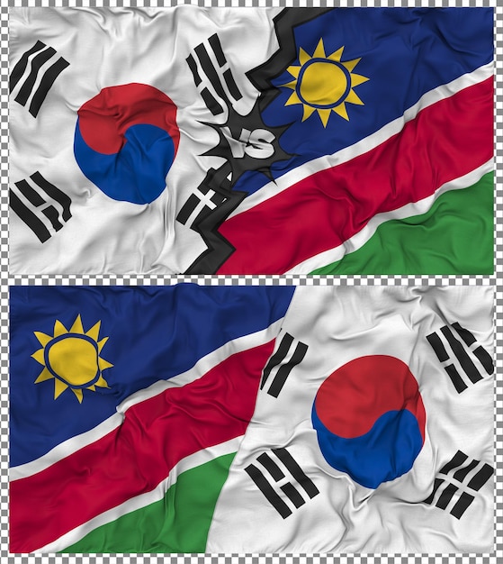 Namibia contra Corea del Sur Media bandera combinada con textura 3D de la tela