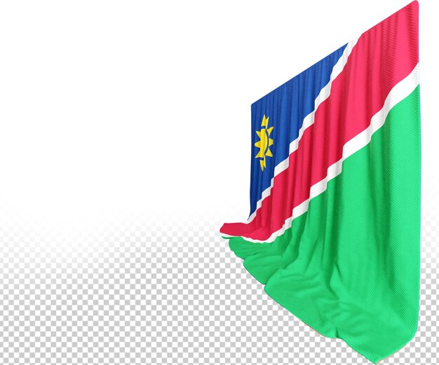 PSD namibia-flaggenvorhang in 3d-rendering namens flagge namibias