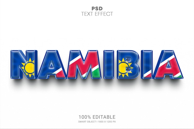 PSD namibia psd diseño de efecto de texto editable