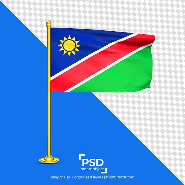 PSD namibia wehende flagge auf transparentem hintergrund isoliert gesetzt