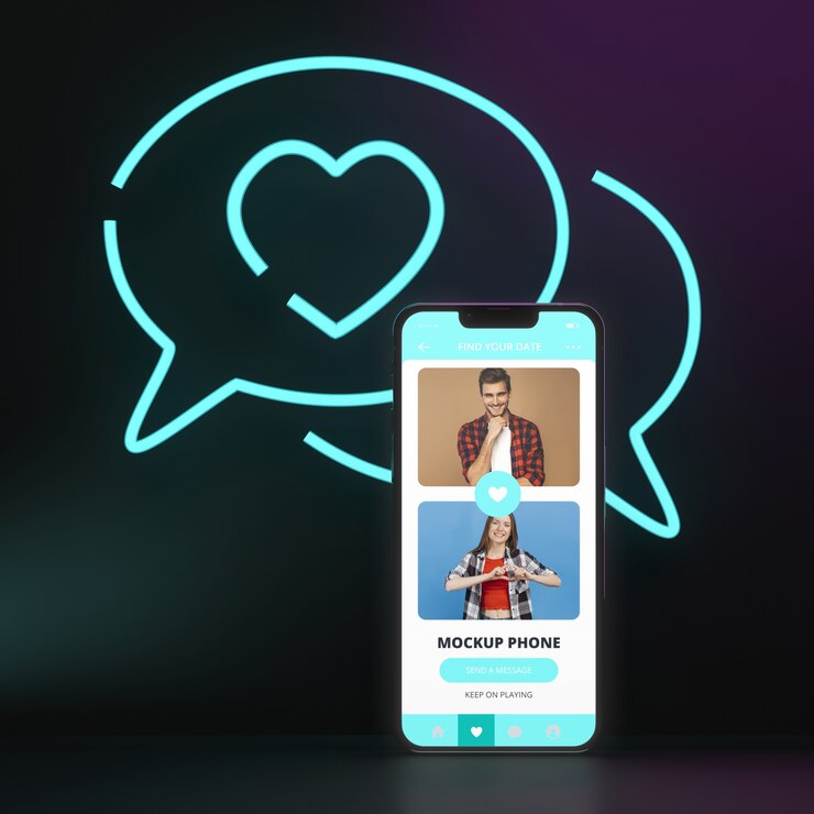 PSD namoro o conceito de aplicativo com smartphone