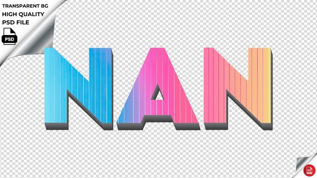 Nan tipografía arco iris colorido textura de texto psd transparente