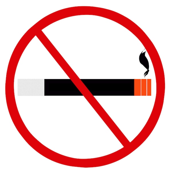 PSD não fume sinal de proibição design de ilustração vetorial nenhum sinal de somke ícone de proibição de aviso vermelho