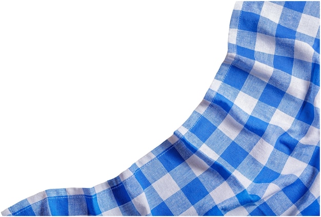 nappe à carreaux bleue isolée sur fond transparent vue supérieure